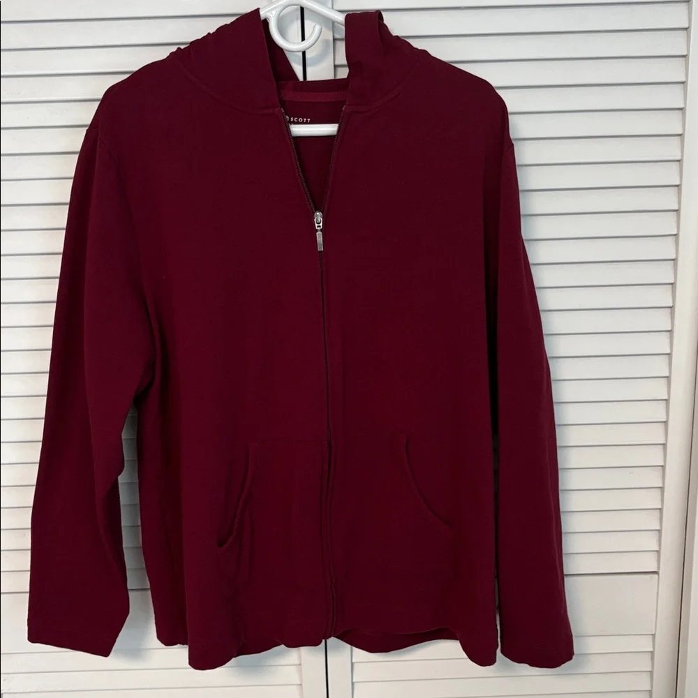 Women’s Karen Scott Sport Maroon Zip-Up Hoodie 0X - Picture 2 of 9